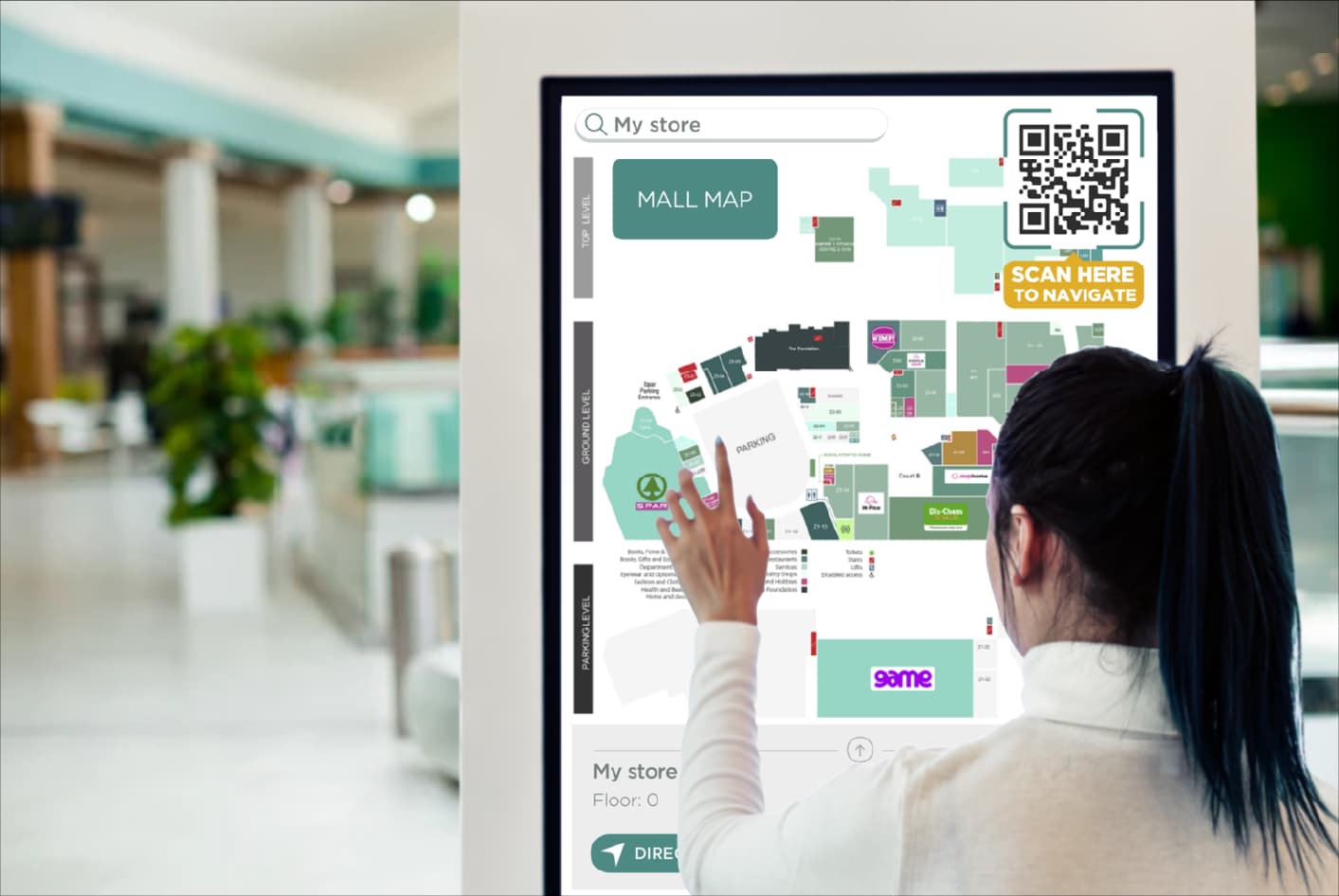 A visitor opening the Ariadne wayfinding map on a phone browser from a QR code