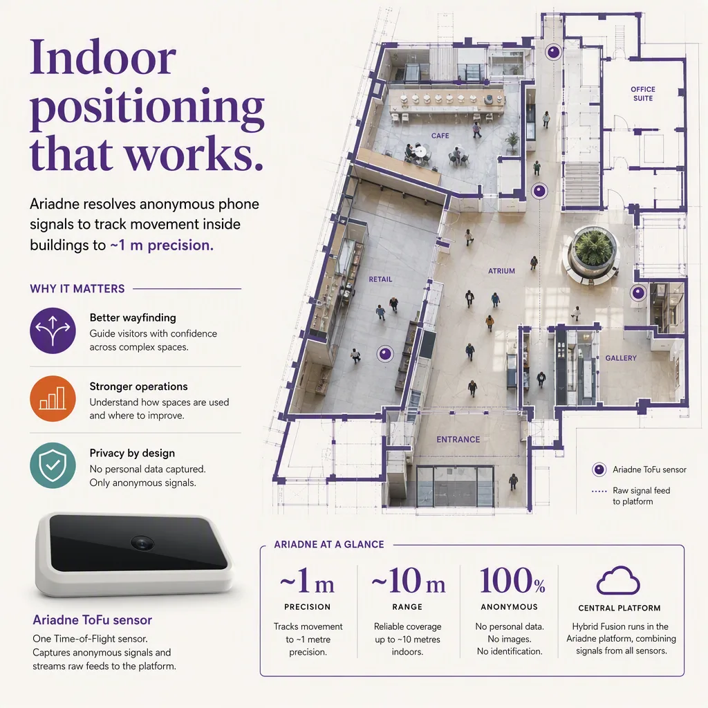 infographic that introduces the topic and why it matters, indoor positioning setting
