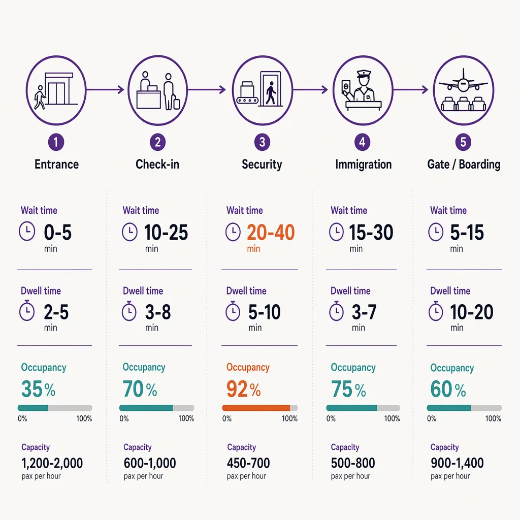 The passenger journey and where it bottlenecks